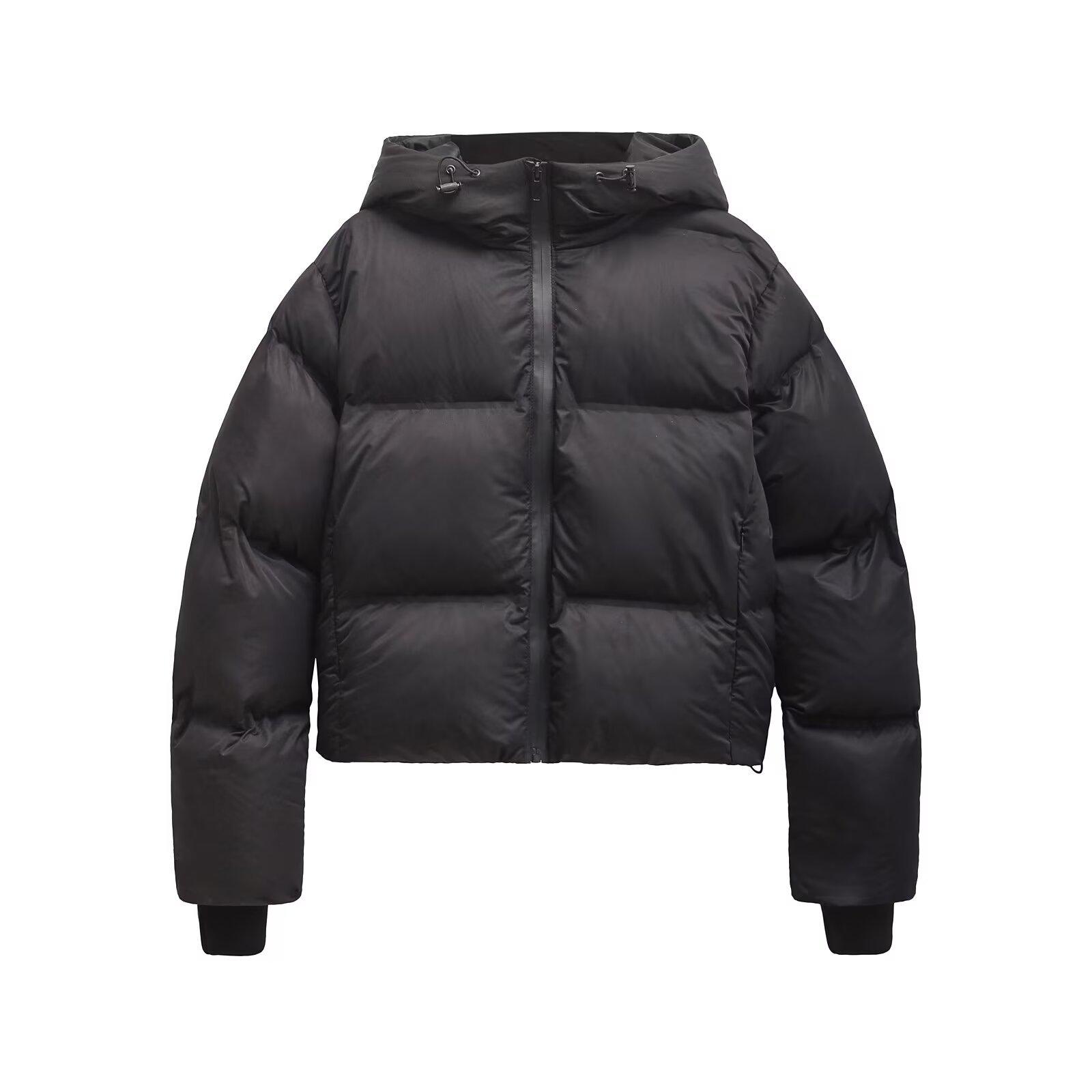 

2024 European & American Style Women s Warm Hooded Cotton Jacket M чёрный