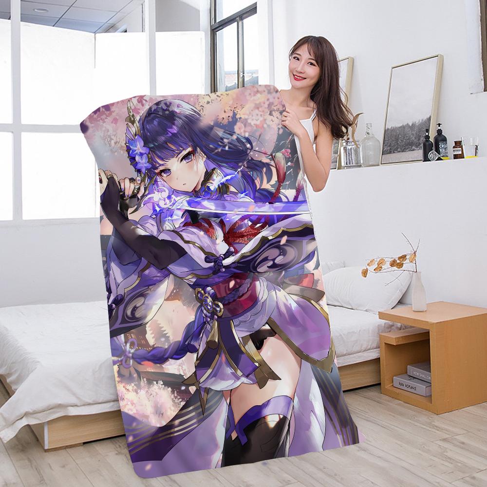Raiden Shogun Genshin Impact Beach Towels Shower Towel Sauna Travel Spa Microfiber Quick Dry Gym Accessories Cute Room Decor