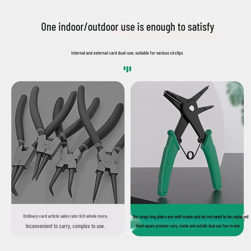 Two-in-One Multifunctional Circlip Pliers for Internal and External Rings
