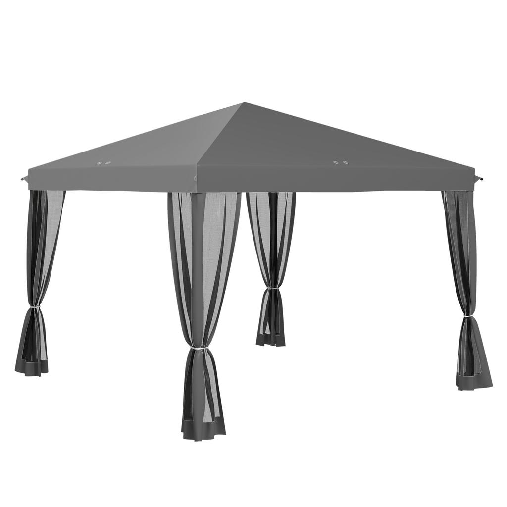 Folding Gazebo, Folding Tent with Side Walls Incl. Carry Bag, Garden Gazebo, Metal, Oxford Fabric, 3 X 3 M, Light Grey