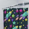 Brightly Colored Rocket Ships Shower Curtain For Kids Bathrooms Waterproof Fabric Print Decorative Bathroom Accessories Set Incl
