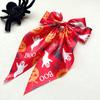 Halloween Hair Clip Silky Satin Bows for Women, Big Ribbon Bow Clips Girls, Hairstyle Accessory Oversized Long Tail Barrettes, Cute Ghost Bat