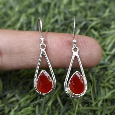 Carnelian Gemstone Handmade Designer Solid 925 Sterling Silver Boho Designer Earring Gift For Her