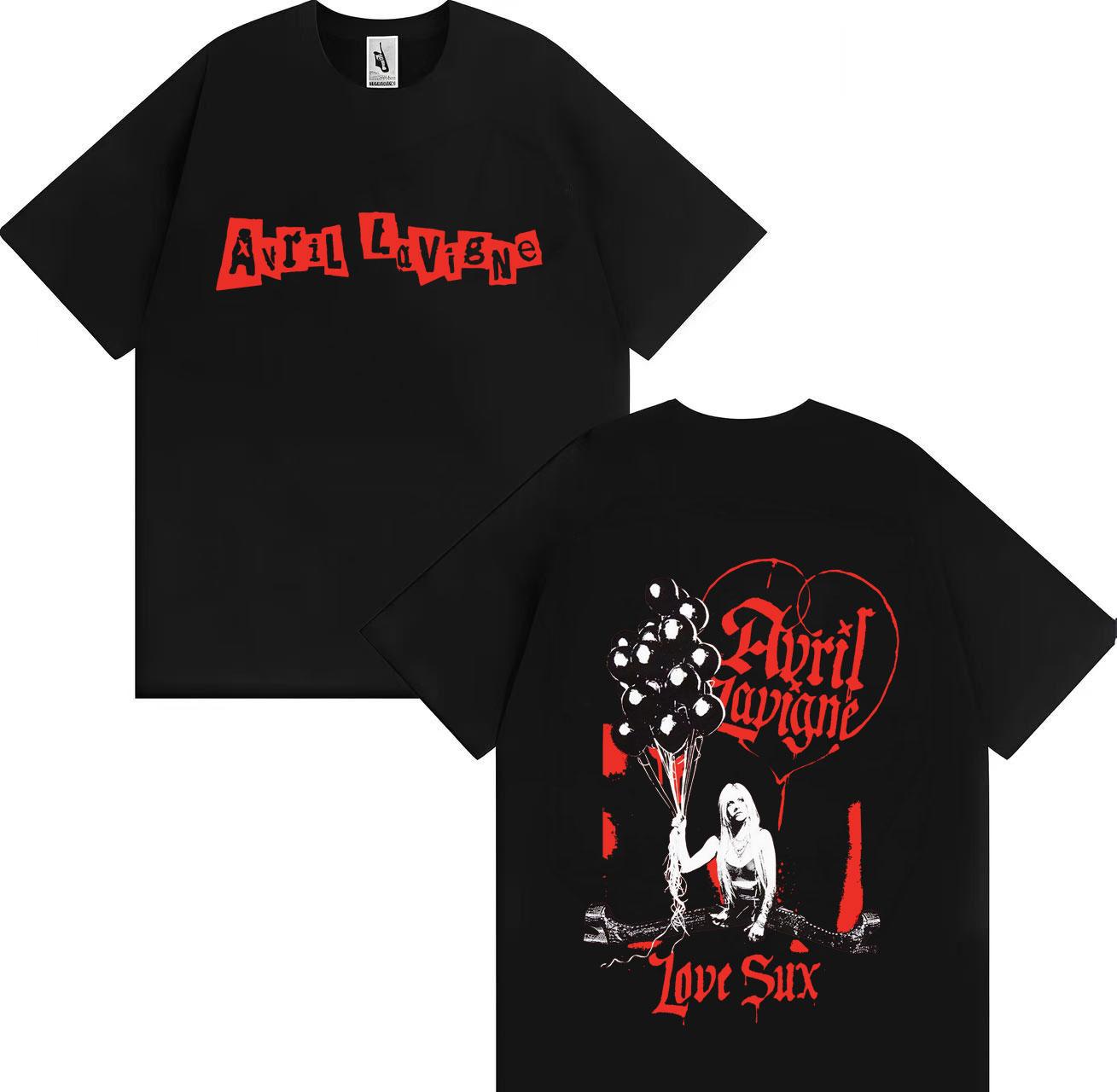 Avril Lavigne A Trendy Rapper Is on A Doublesided Printed 2025 Summer Pure Cotton 100 Loose Tshirt for Her Album Tour S