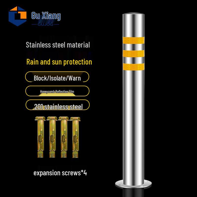 Fixed Stainless Steel Parking Barrier Bollard H60cm D76mm