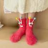 Funny Monster Socks Coral Fleece Non Slip Floor Socks for Couple Winter Home Sleep Christmas Gifts