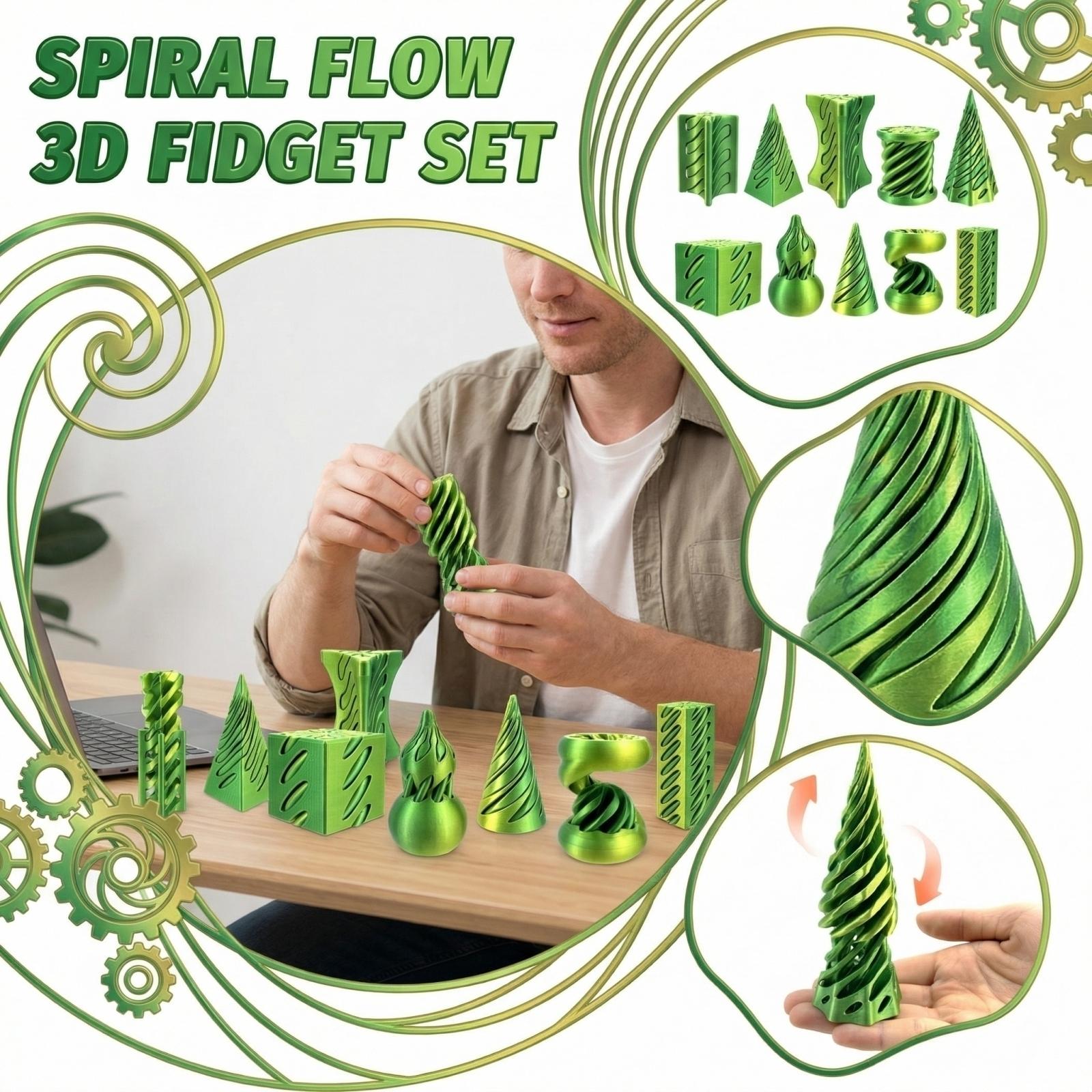 

3D Printing Stress Relief Toy | Spiral 3D -Toy One Size