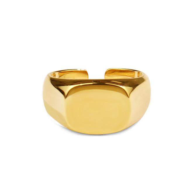 

ANENJERY кольцо-печатка для женщин и мужчин, гладкое квадратное кольцо, геометрическое ювелирное изделие для вечеринки, подарки Resizable