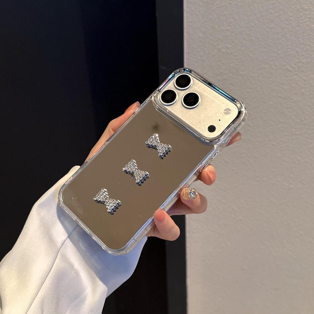 Mirror Finish Large Hole Phone Case for iPhone 17 Pro Max/15 Pro, 11/12/16 Pro with Bow Design