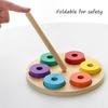 Children Montessori Rainbow Blocks Toy Color Shape Matching Stacking Game Educational Wooden Toy For Toddler Fine Motor Training