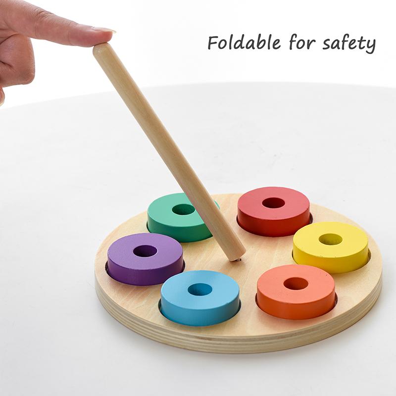Children Montessori Rainbow Blocks Toy Color Shape Matching Stacking Game Educational Wooden Toy For Toddler Fine Motor Training
