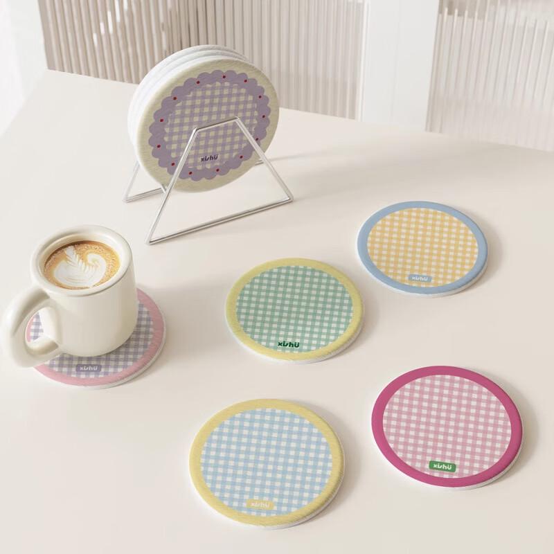 Changbaosen Round Diatomaceous Earth Absorbent Coaster Set
