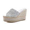 2026 Summer Crystal Sandals with Thick Bottom Fashion Slippers and High Heels for Women