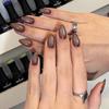 Light Gray Ombre Short Almond Wearable Nail Tips for Autumn/Winter