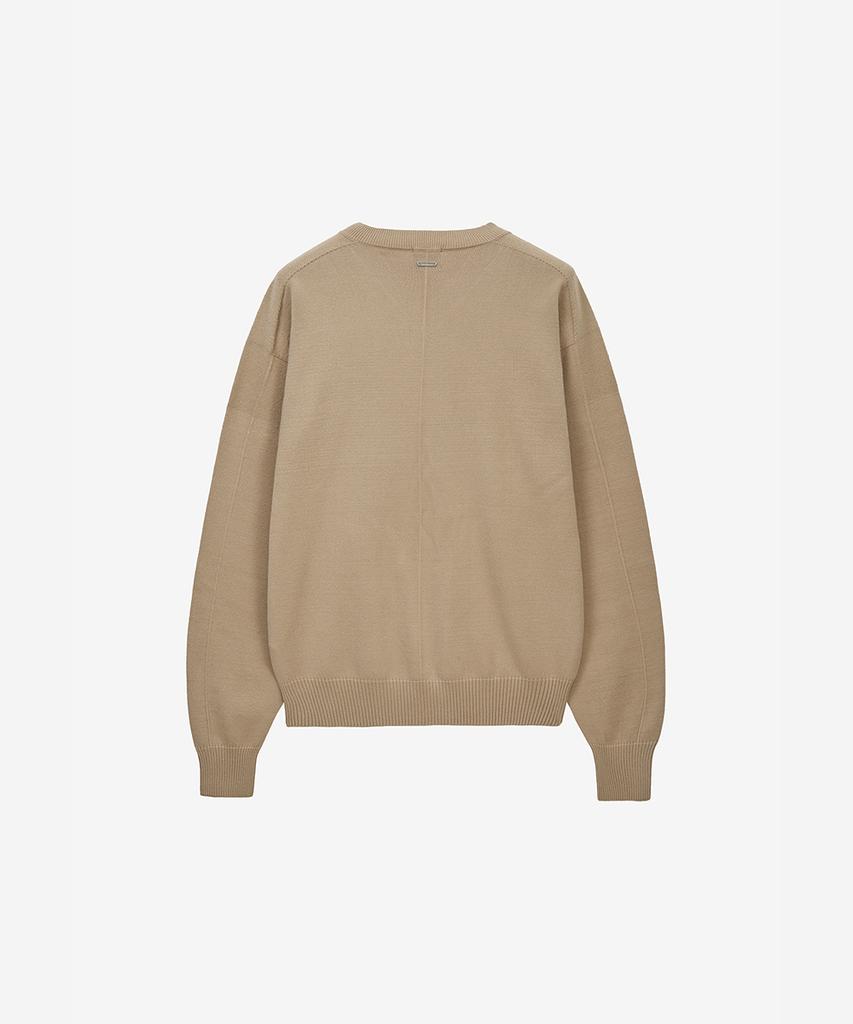 ZIOSONGZIO Semblance Whole Garment V-Neck Knit Beige Zi2Kt808Be