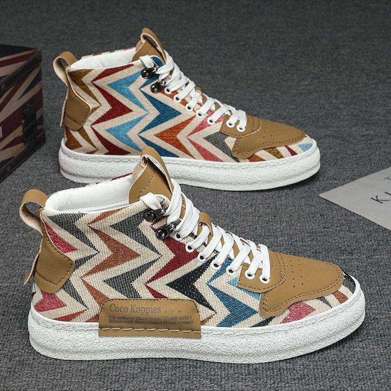 

High Top Canvas Sneakers Colorful Casual Shoes Fashion Ankle Boots 40