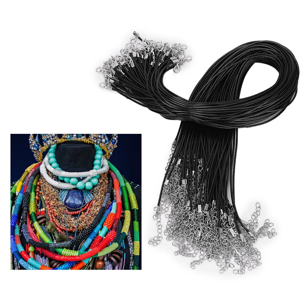 100pcs Lobster Clasp Wax Rope Waxed Thread Leather Cord Necklace DIY Jewelry Accessory