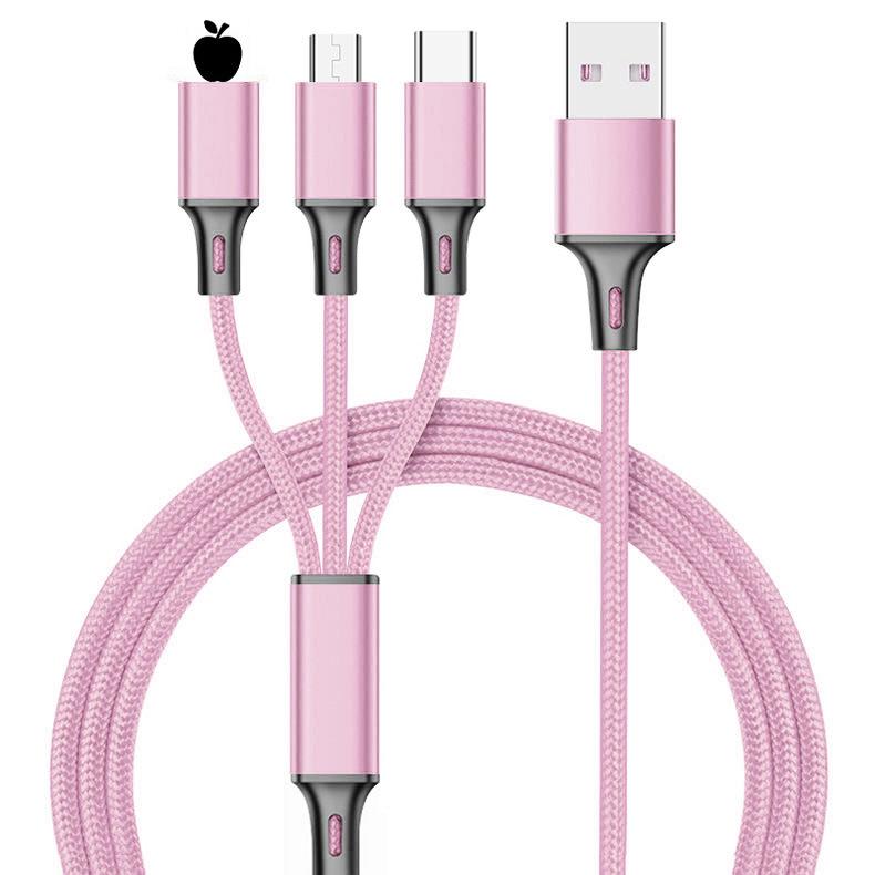 100W Transparent 3-in-1 Fast Charging Cable for Apple, Huawei, and Type-C Devices, 6A Super Speed