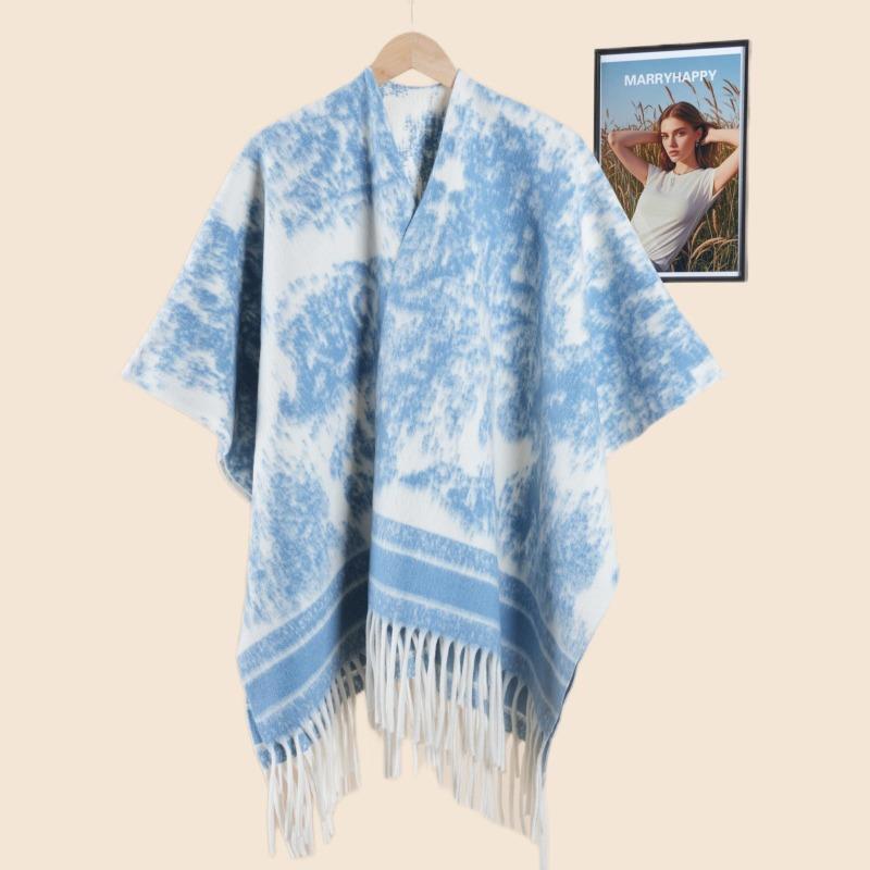 Simple ink painting shawl women with high-end fashion cape jacket autumn and winter high-end imitation cashmere scarf