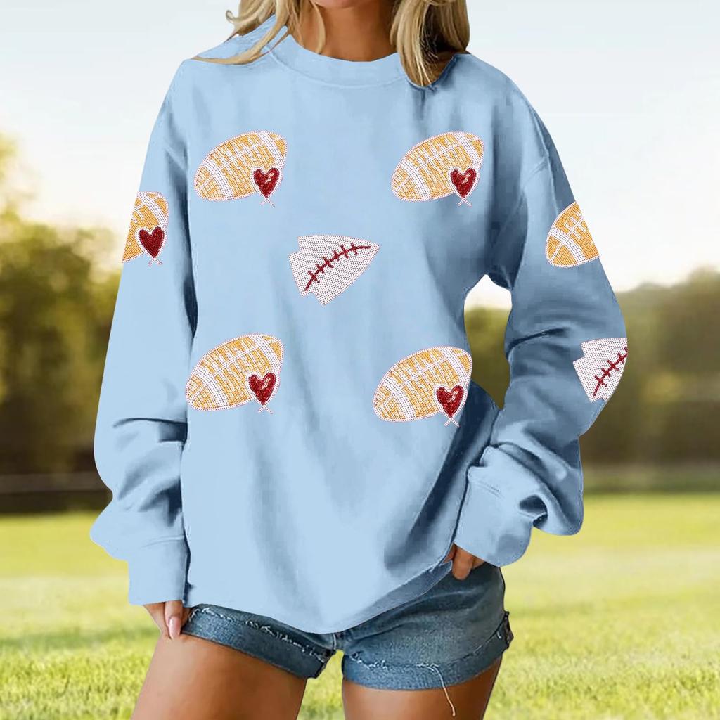 Ladies' Loose And Comfortable Casual Fashionable Rugby Print Sweatshirt