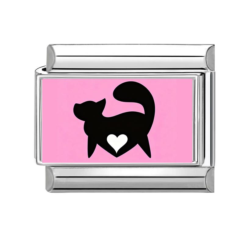 Lovely Cat Dog Elephant Animals Pink Love Italian Charm Fit 9mm Stainless Steel Module Fashion Girls' Bracelet Making Jewelry