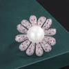 Jewelry Copper Bottom Gold-Plated Inlaid White Freshwater Beads Exaggerated Large Flower Ring Pendant Set 14Mm