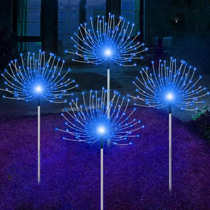 Solar Garden Lights 200LED Waterproof Outdoor Lighting with Installation Hardware Firework Lights for Pathway Lawn Christmas