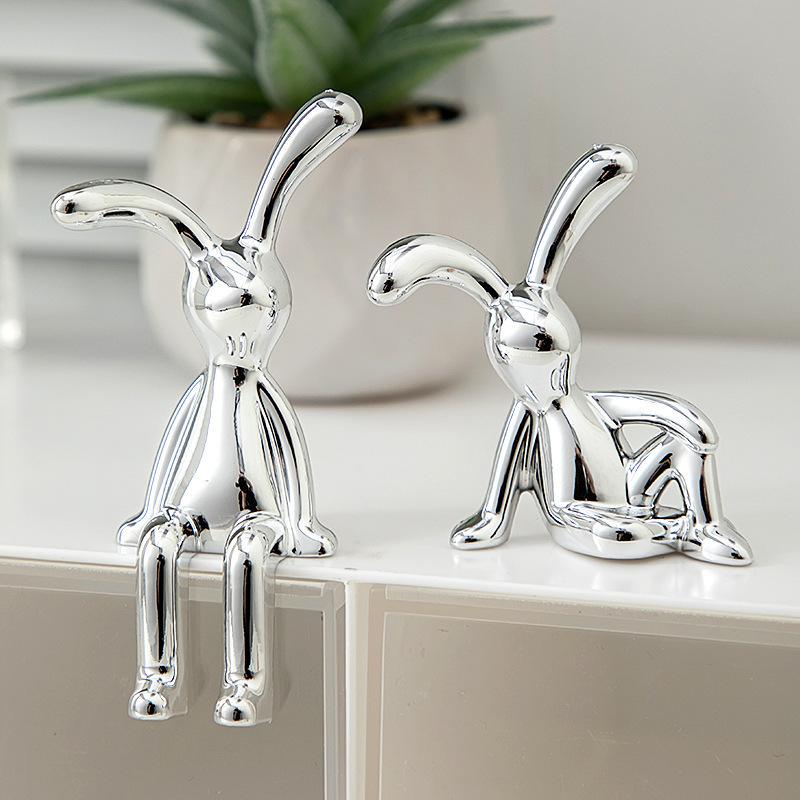 

3 Pcs Long Eared Rabbit Small Sitting Ornament sitting sideways(3 Pcs)