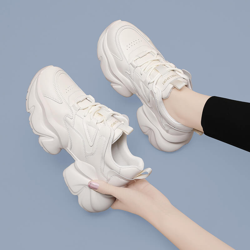 Schwarze Dad-Schuhe für Damen – Neue Herbst- und Winterkollektion: Modische und vielseitige Schuhe mit dicker Sohle, die die Körpergröße erhöhen und mit samtweichem Futter ausgestattet sind.