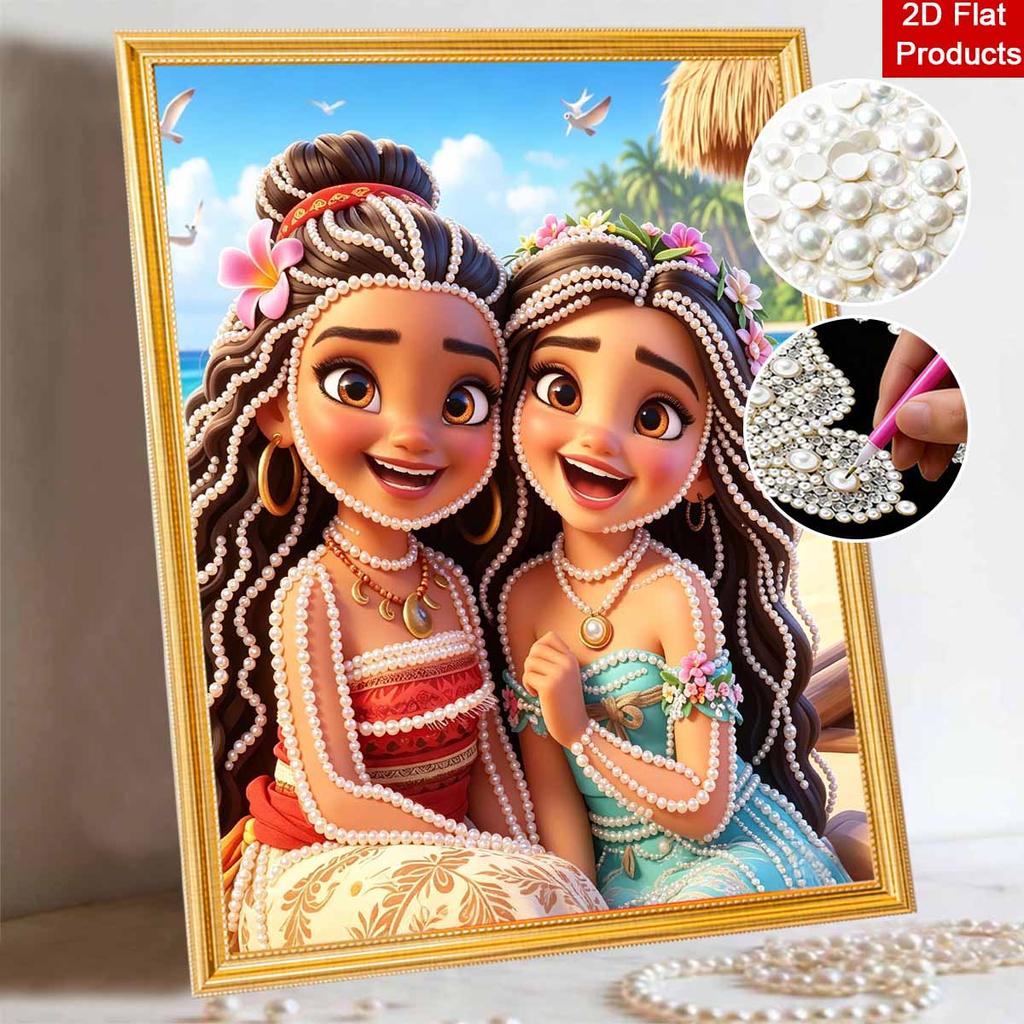 Disney Pearl Art Painting Moana Handmade diy5D Pearl Gem Painting Pictures Crafts Special Shape Home Wall Decoration