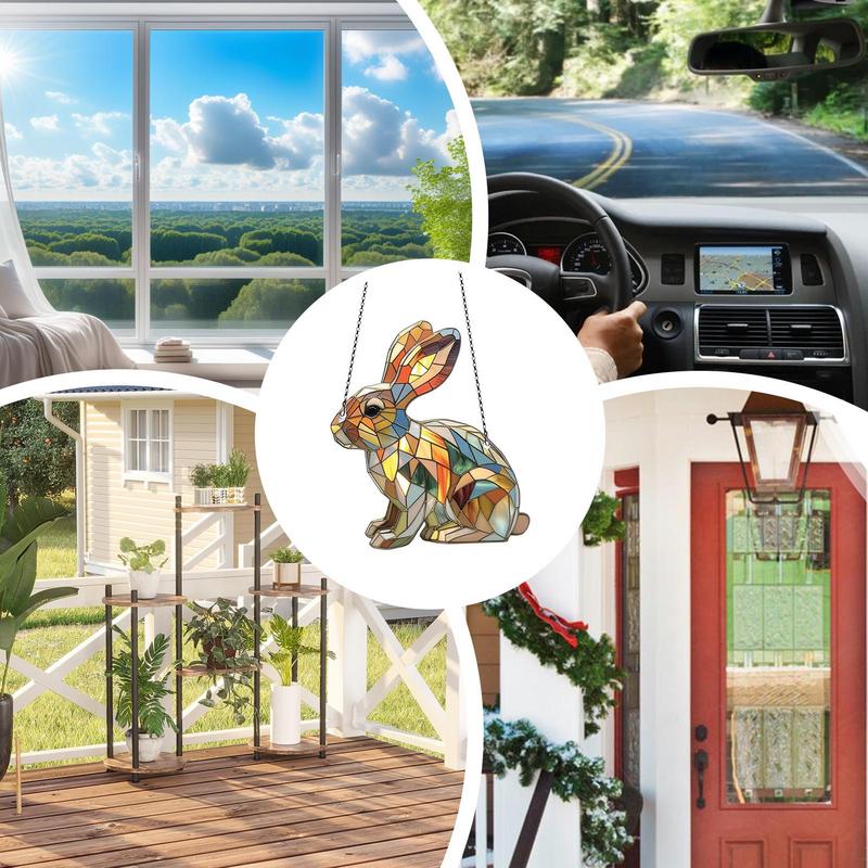 Ostern Flacher Hase Deko Fensteranhänger 2D Ostern Acryl Frühlingssaison Verträumte Deko Innen Außen Sonnenlichtfangende Kunst Für