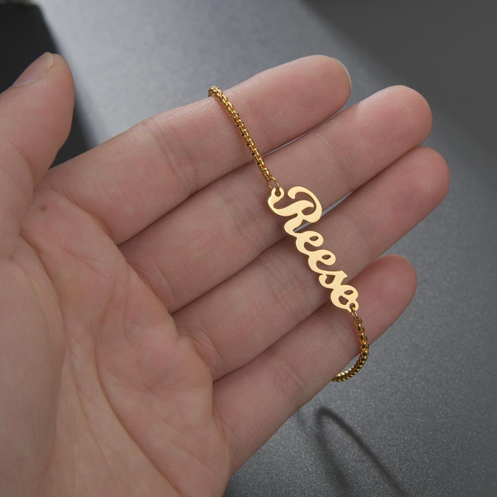 Atoztide Customized Bracelet Personalized Special Chain Nameplate Women Kids Stainless Steel Gold Color Bangle Chrismas Gift