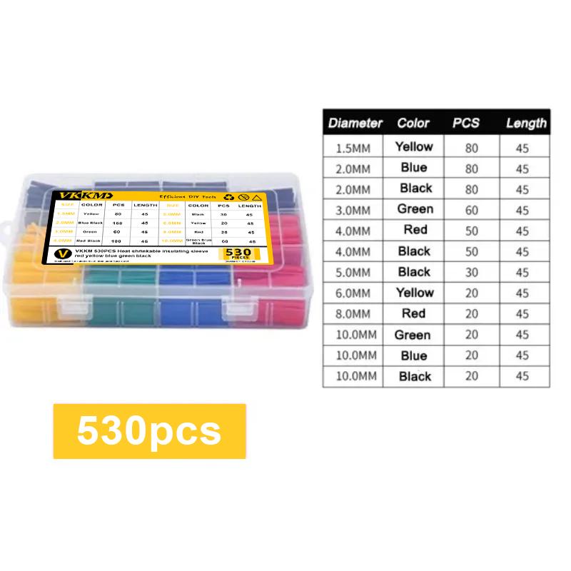 VKKM Multi-Color Heat Shrink Tubing Kit - 127-800PCS, Versatile Sizes and Colors for All Your Electrical and DIY Projects