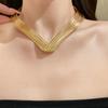 Geometric Jewelry Metallic Multi-Layer Line Necklace Exaggerated Women's Fashion Choker  Gifts