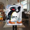1PC PINGU Print Flannel Blanket, High Quality All Seasons, Home Decor, Warmth and Comfort, Perfect for Christmas Gifts