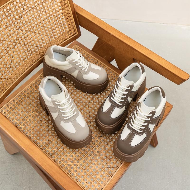 Fashion Women High Heels 2024 New Spring Heels High 11cm Platform Women Fashion Shoes Matching Color Lace-up Genuine Leather Women Shoes