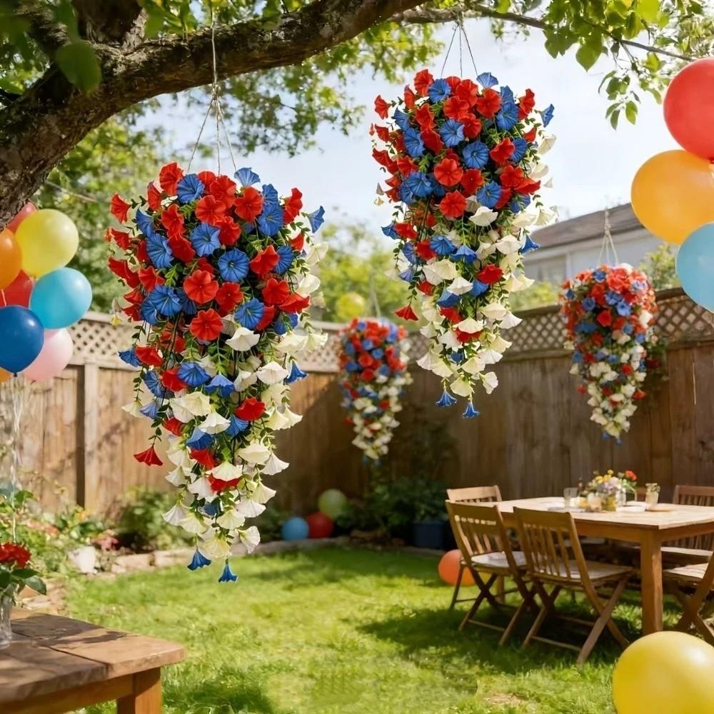 Colorful Artificial Morning Glory Flowers Plastic Morning Glory Branch Green Plants Living Room