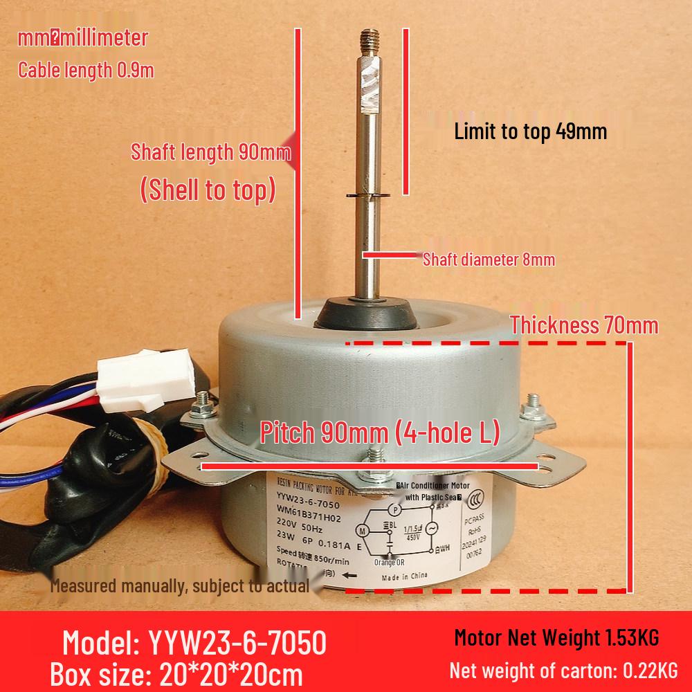 YYW23-6-7050: 4-Wire AC Fan Motor for Mitsubishi Outdoor Unit, Model WM61B371H02