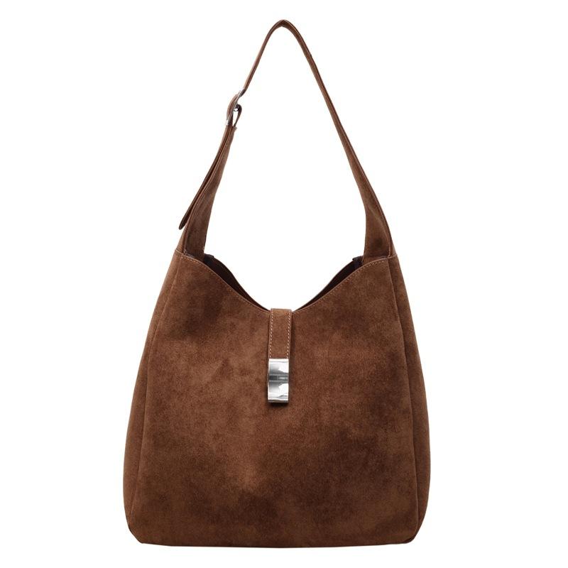 Simple Large-capacity Bag New Commuter Women's Shoulder Underarm Bag Casual Suede Bucket Bag