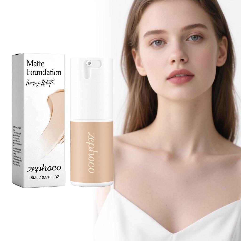 Zephoco Matte Long-Lasting Foundation - Ivory White (Moisturizing, Lightweight, Natural, Translucent, Easy To Blend).
