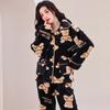 Winter Long Sleeve Thick Warm Flannel Pajama Sets for Women Coral Velvet Cardigan Sleepwear Suit Pyjamas Homewear Luxury Clothes