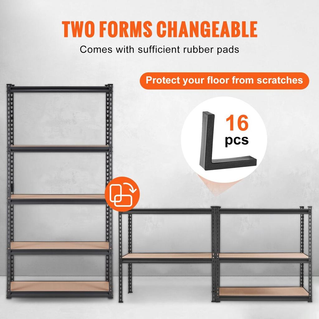 Storage Shelving Unit, 5-Tier Adjustable, 2000 lbs Capacity, Heavy Duty Garage Shelves Metal Organizer Utility Rack, Black, 36" L x 18" W x 72" H for