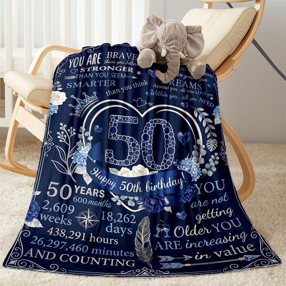 Princess 50th Birthday Celebration Blanket Soft Warm Cozy Suitable for Chair Seaside Livingroom for All Occasions Stylish Decor