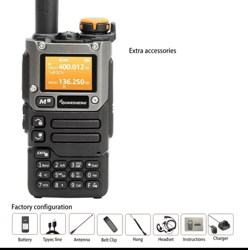 Quansheng UV-K6 Walkie-Talkie UV-K5, Aviation Multi-Band, One-Key Frequency Pairing, Bilingual English/Chinese.