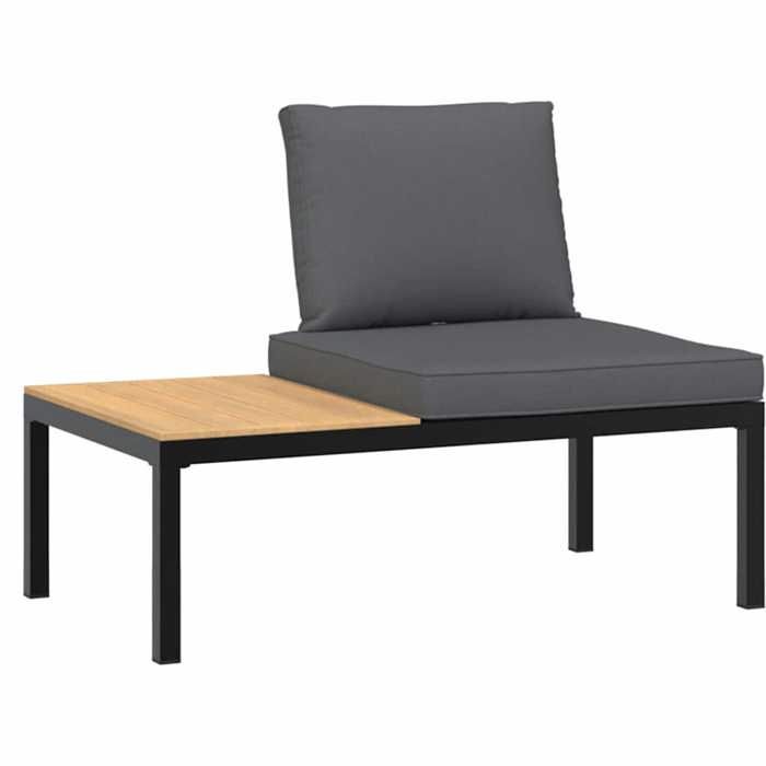VidaXL Salon de jardin 2 pcs avec coussins noir aluminium, ensemble de canapés de jardin, ensemble de canapés de patio, 3283705