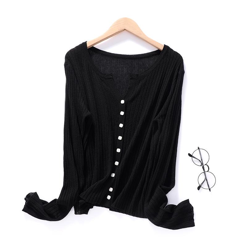 Updated Linen Cardigan Womens Jacket V-neck Base Knit Sweater Korean Style Commuting Stylishable Sweater Comfortable Fit Top