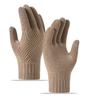 Winter Warm Knitted Gloves Fleece Lined Thick Touchscreen Cycling Flat Knit Gloves Solid Color Premium Black