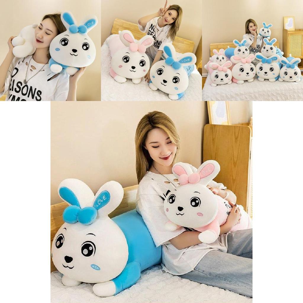 Adorable Rabbit Plush Long Pillow Soft Toy Ideal Gift For Girls In Pink And Blue Colors