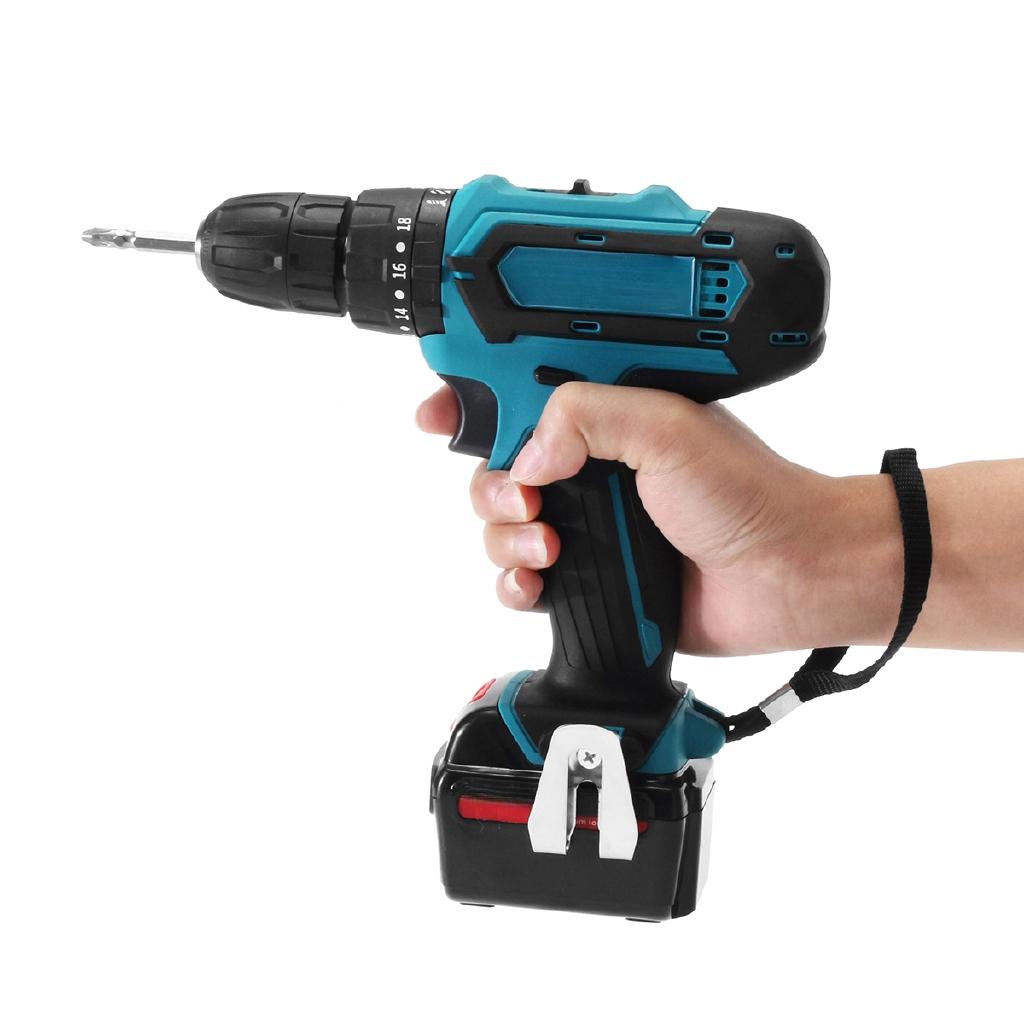 Adjustable Cordless Electric Impact Drill Hammer Screwdriver 3in1 LED Working Ligh Rechargeable 21V/12V Lithium Battery New