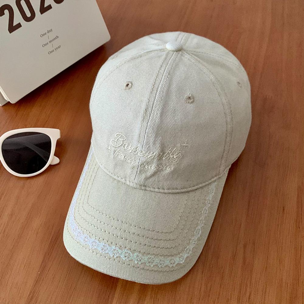 Korean Style Lace Baseball Cap Hip-hop Cotton Hat Casual Embroidered Letter Cap Girls